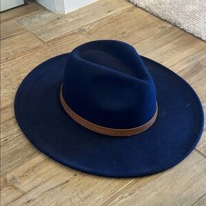Dots Navy Hat with Brown Band